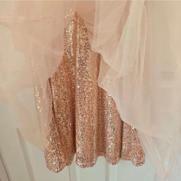 Rose Gold Sparkling Girls Dress - Picture 3 of 4